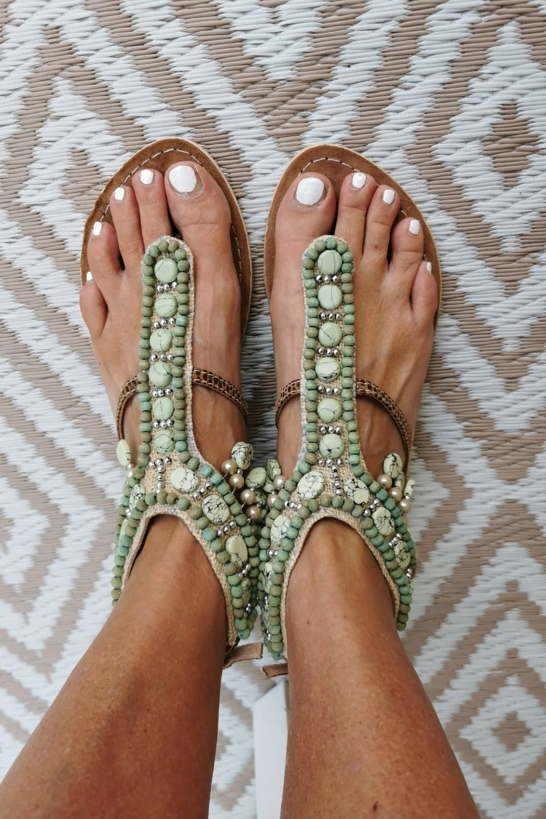 SL-18328 Slippers Beads Green - Afbeelding 2
