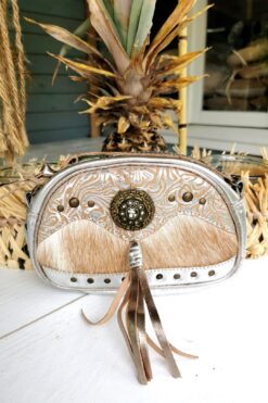 TE 10001 Silver Leather Bag Hairon