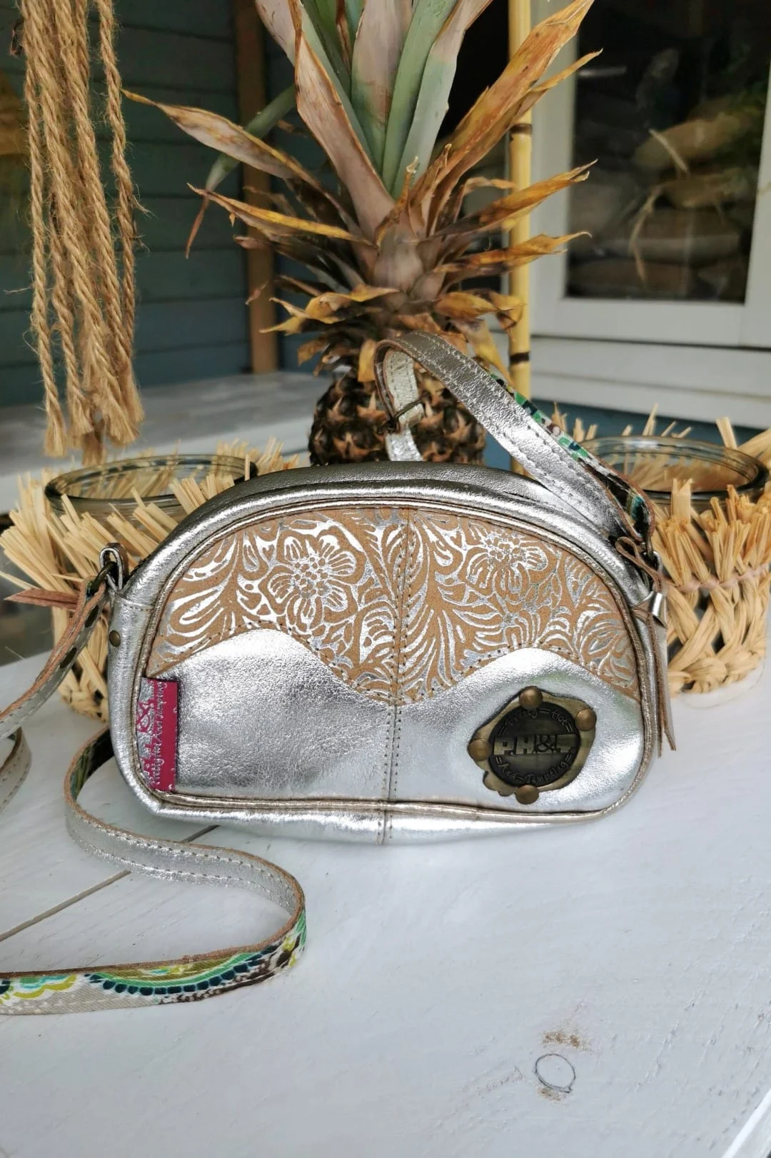 TE 10001 Silver Leather Bag Hairon - Afbeelding 3