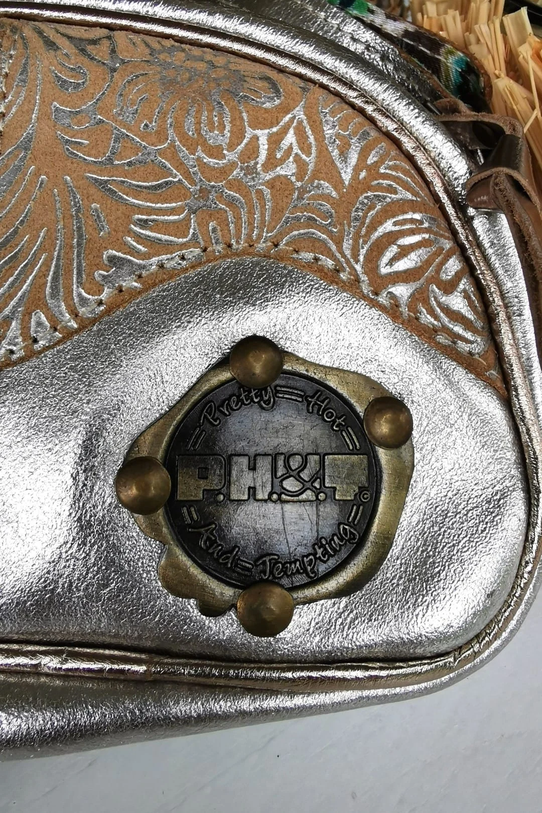 TE 10001 Silver Leather Bag Hairon - Afbeelding 5