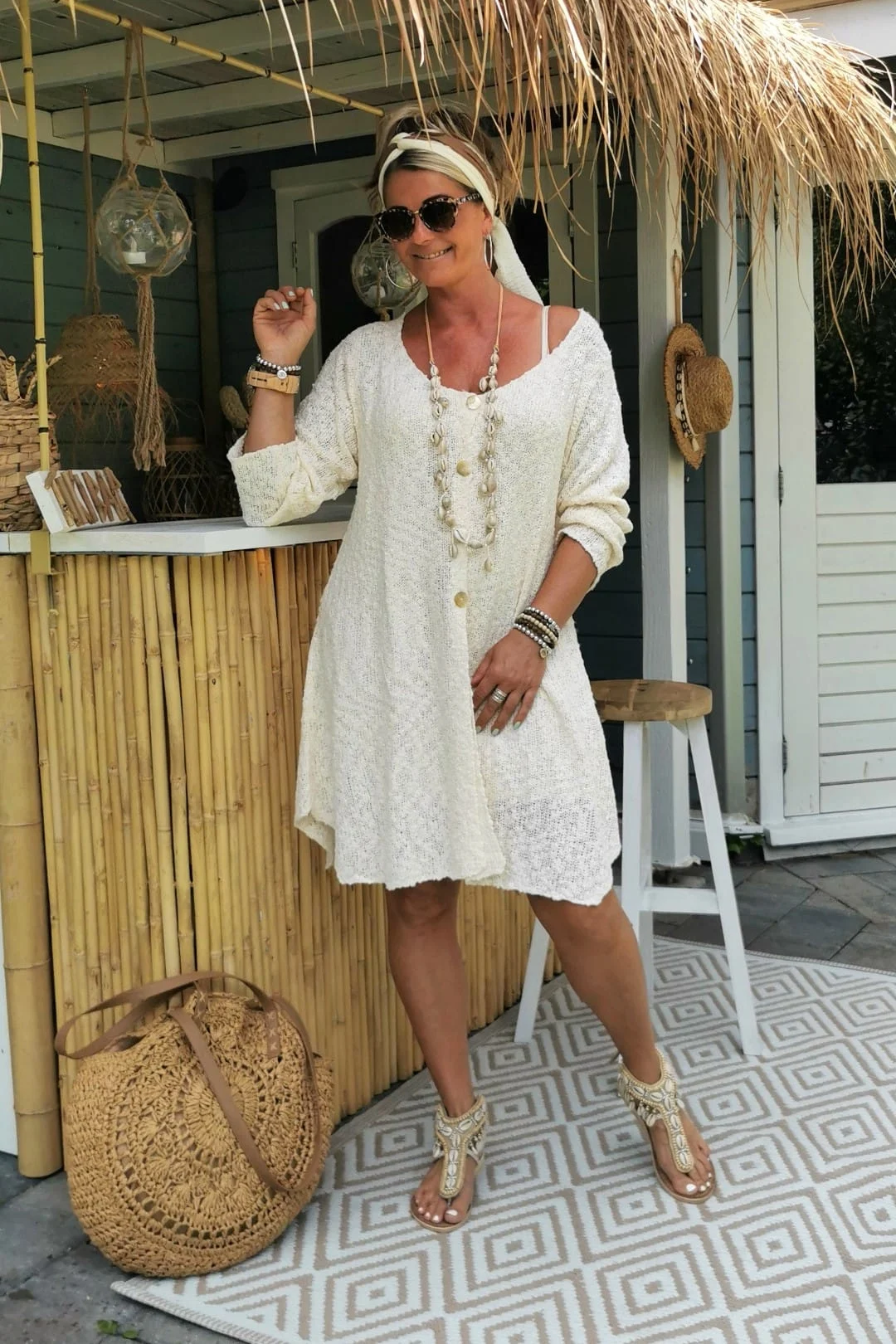 FA-371 Vest Trui Madelief Creme - Afbeelding 3