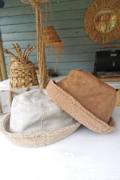 ACC-095 Fisherman Hat Lammy Camel, Beige, zwart en Army