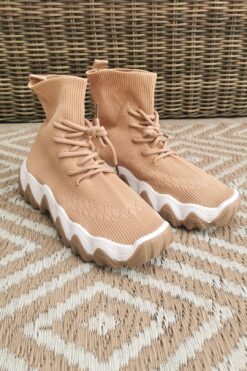 FA-517 Sock Sneaker met veter Caramel