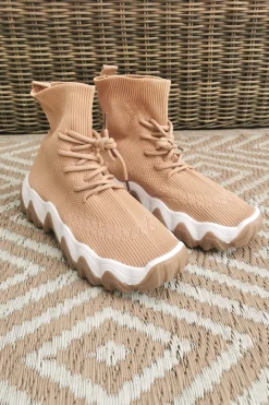 FA-517 Sock Sneaker met veter Caramel