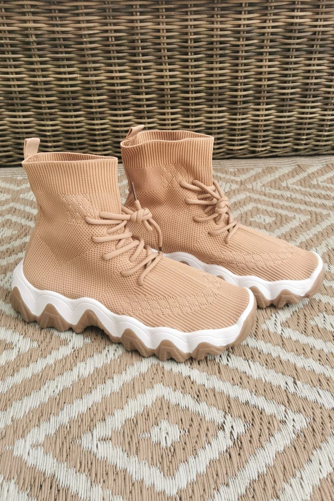FA-517 Sock Sneaker met veter Caramel - Afbeelding 3