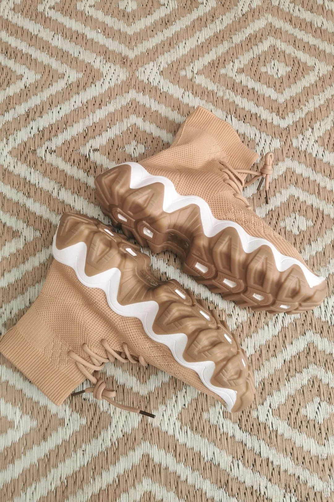 FA-517 Sock Sneaker met veter Caramel - Afbeelding 4