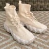 FA-518 Sock Sneaker met veter Crème