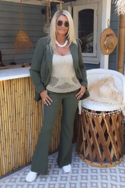 FA-663 Boho Basic Flared Pant Army.