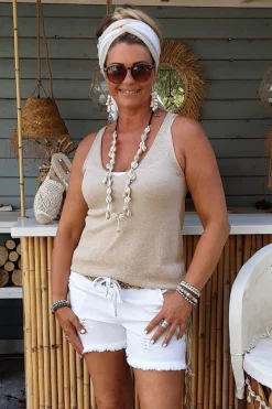 Boho Short Shelby met rafels, Wit.
