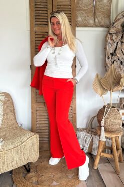 FA-846 Boho Basic Flared Pant Hot Red.
