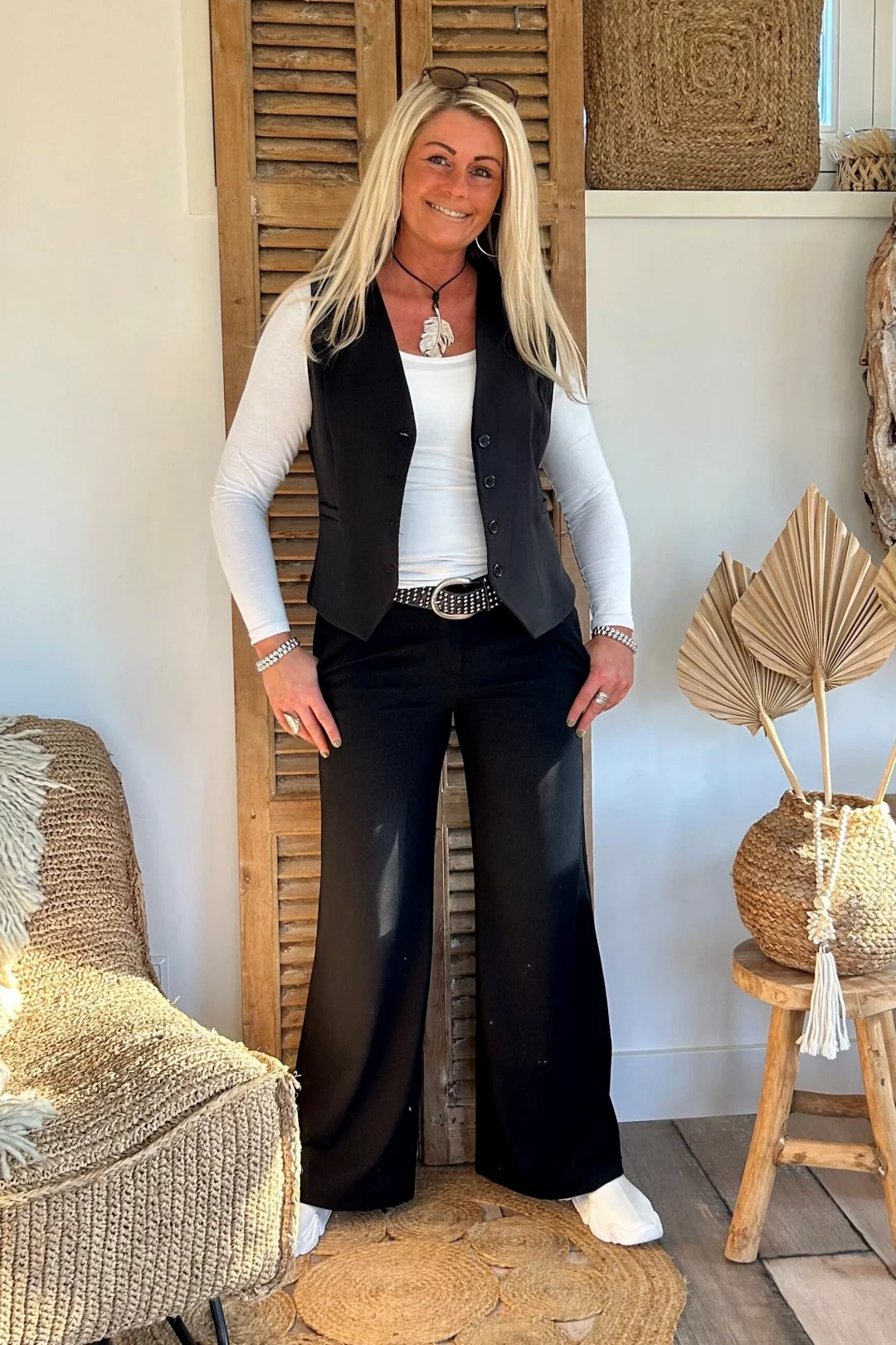 FA-849 Boho Basic Gilet Zwart. (LEVERTIJD 2-7 WERKDAGEN) - Afbeelding 3