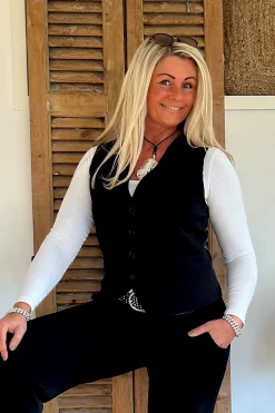 FA-849 Boho Basic Gilet Zwart. (LEVERTIJD 2-7 WERKDAGEN)