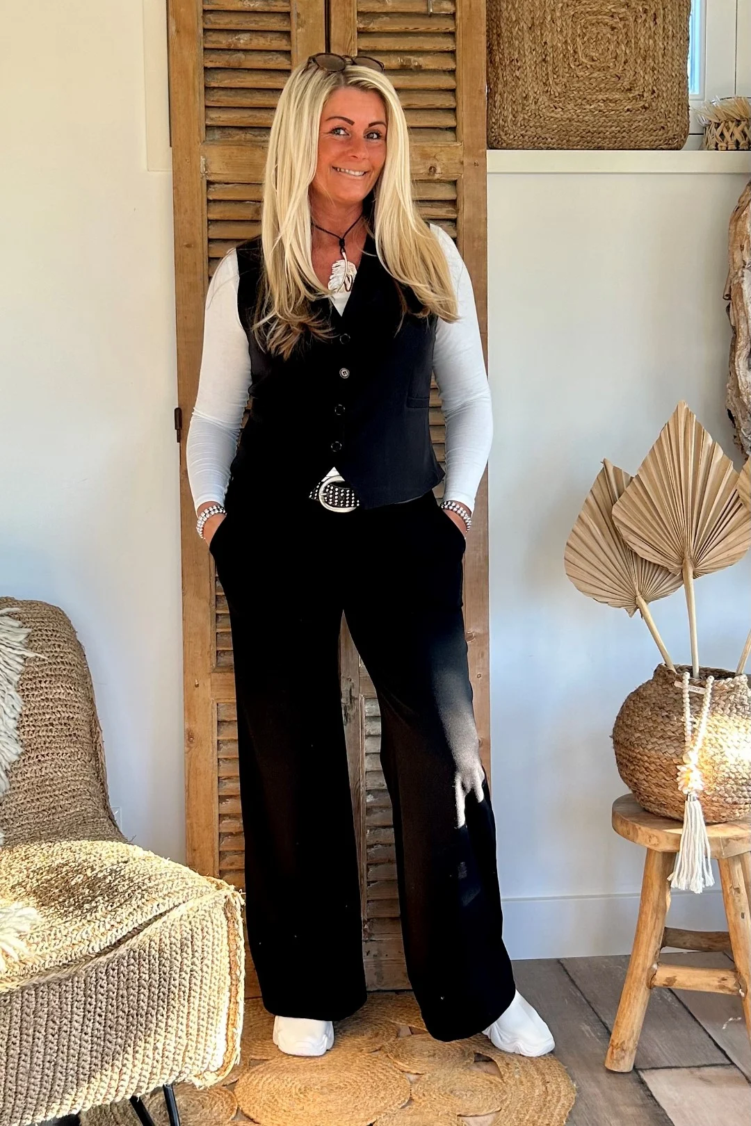 FA-849 Boho Basic Gilet Zwart. (LEVERTIJD 2-7 WERKDAGEN) - Afbeelding 4