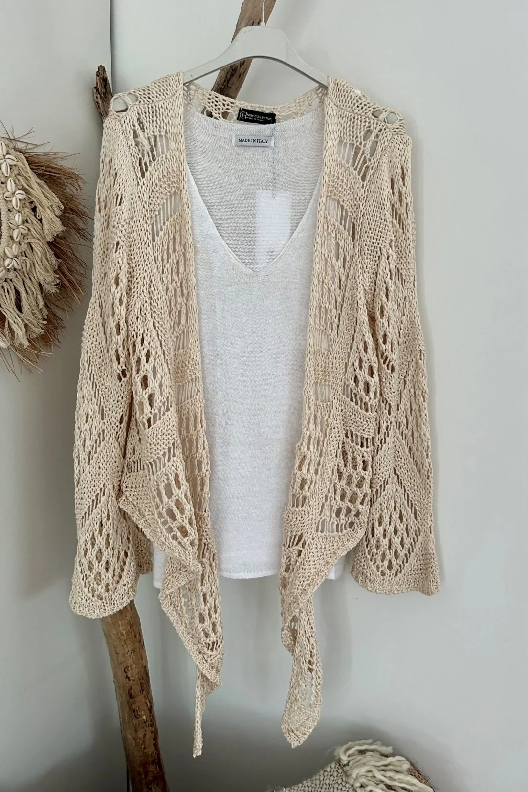 Crochet Gehaakt Knoop Vestje Norah, Beige. - Afbeelding 19