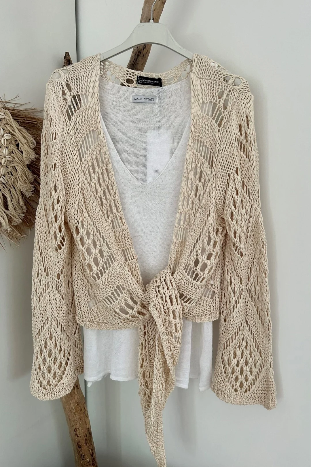 Crochet Gehaakt Knoop Vestje Norah, Beige. - Afbeelding 18