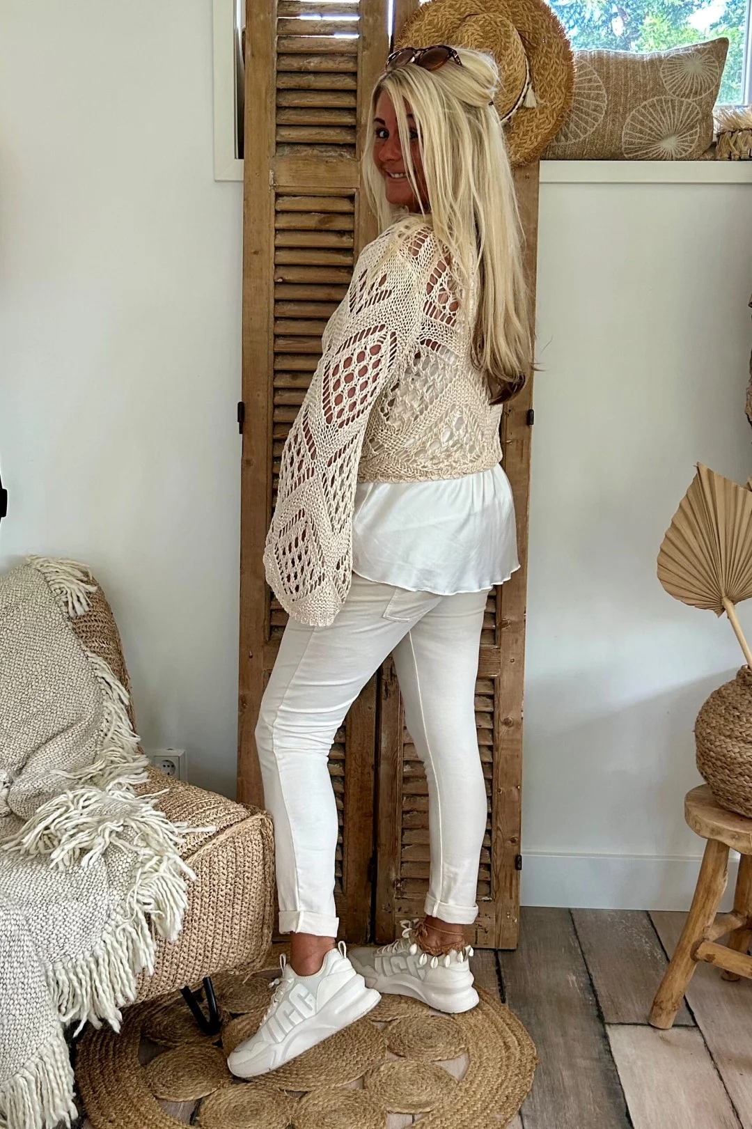 Crochet Gehaakt Knoop Vestje Norah, Beige. - Afbeelding 12