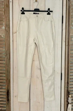 FA-1004 VS Miss PU leren 5-pocket Pant Ecru.