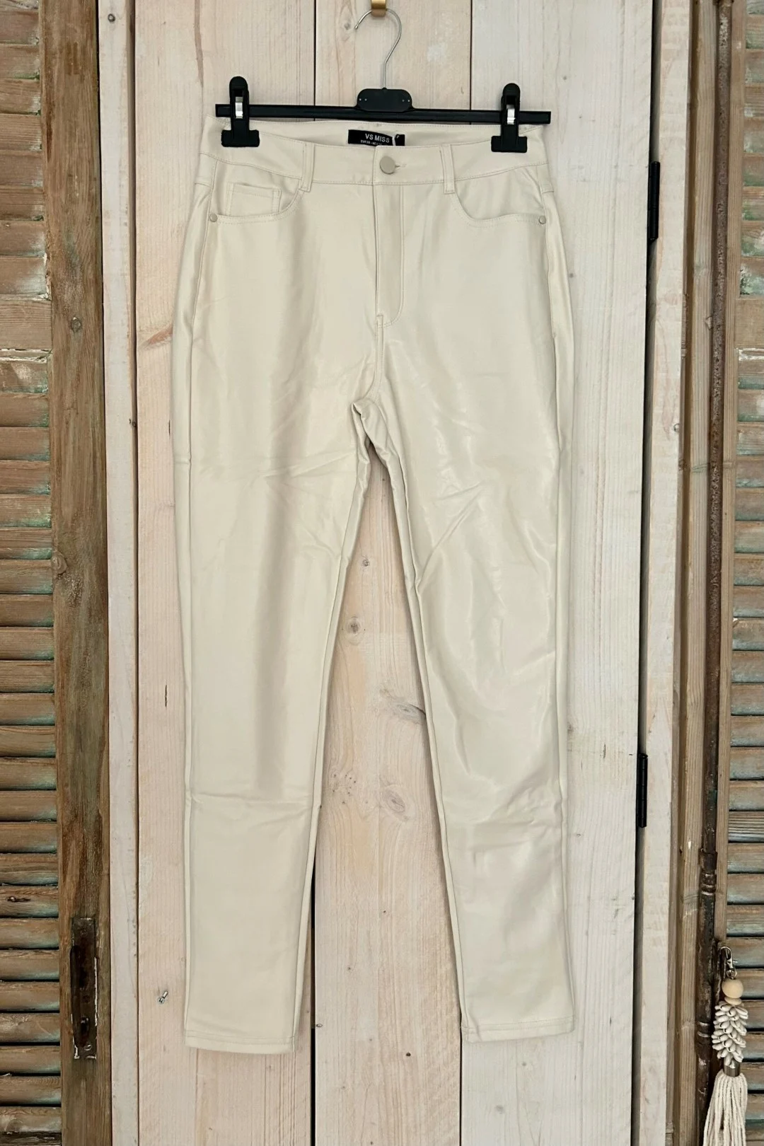 FA-1004 VS Miss PU leren 5-pocket Pant Ecru.