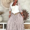 Boho Rok Satijnlook Wrinkle Fleur, Champagne.