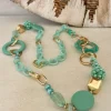 Fashion Ketting Amira met Ringen Mint/Aqua.
