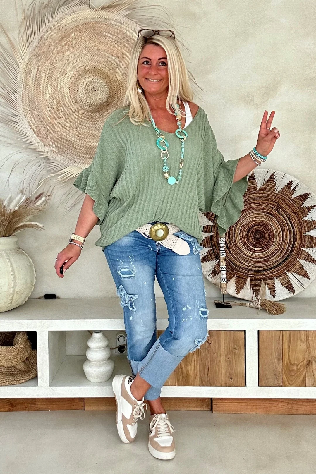 Fashion Ketting Amira met Ringen Mint/Aqua. - Afbeelding 7