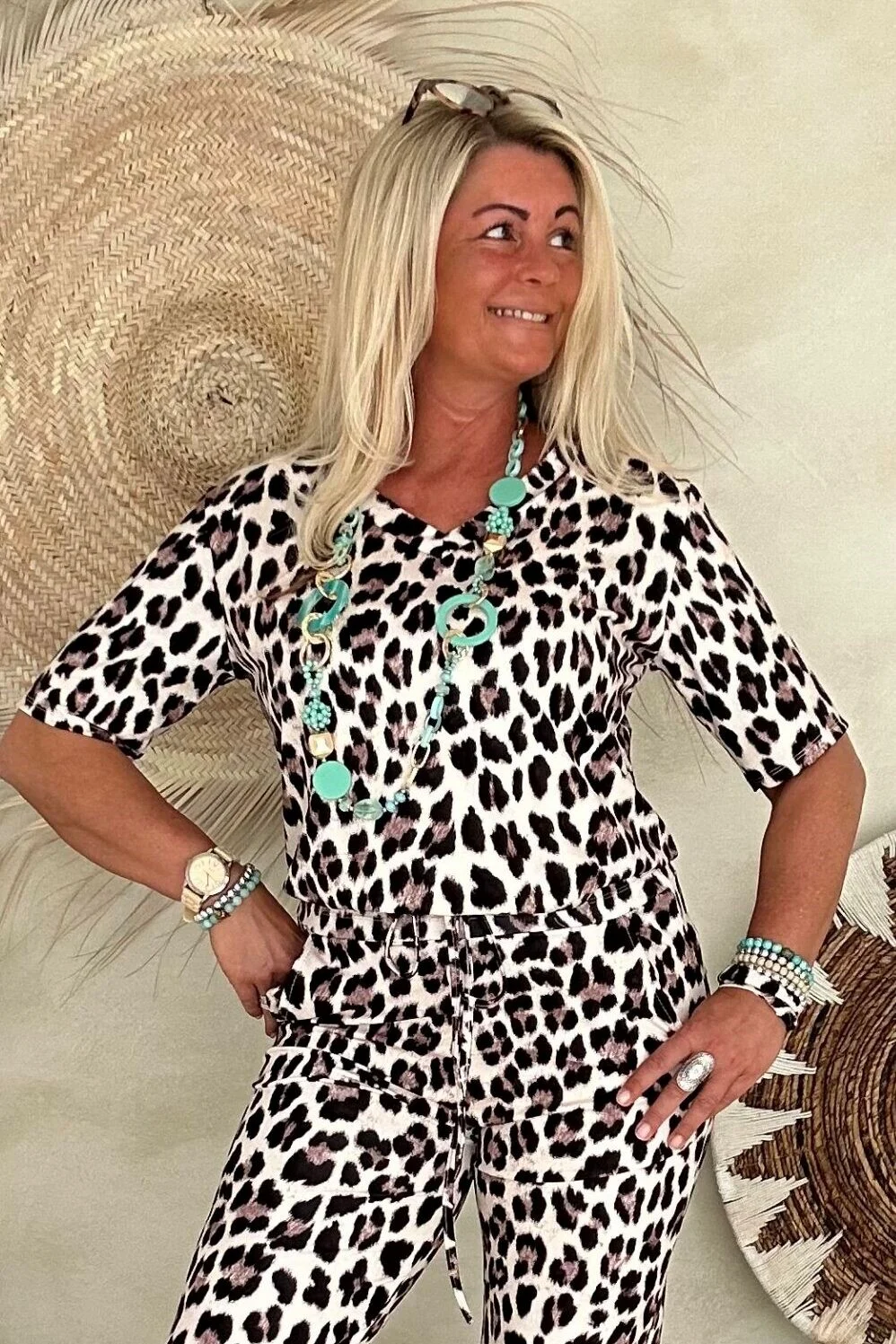 Travel Top Lea Leopard Korte mouw.