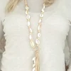 Fashion Ketting Cathy, Naturel met Kauri schelpjes.