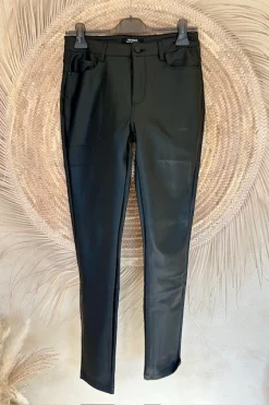 VS Miss PU leren 5-pocket Pant Pia, Zwart.