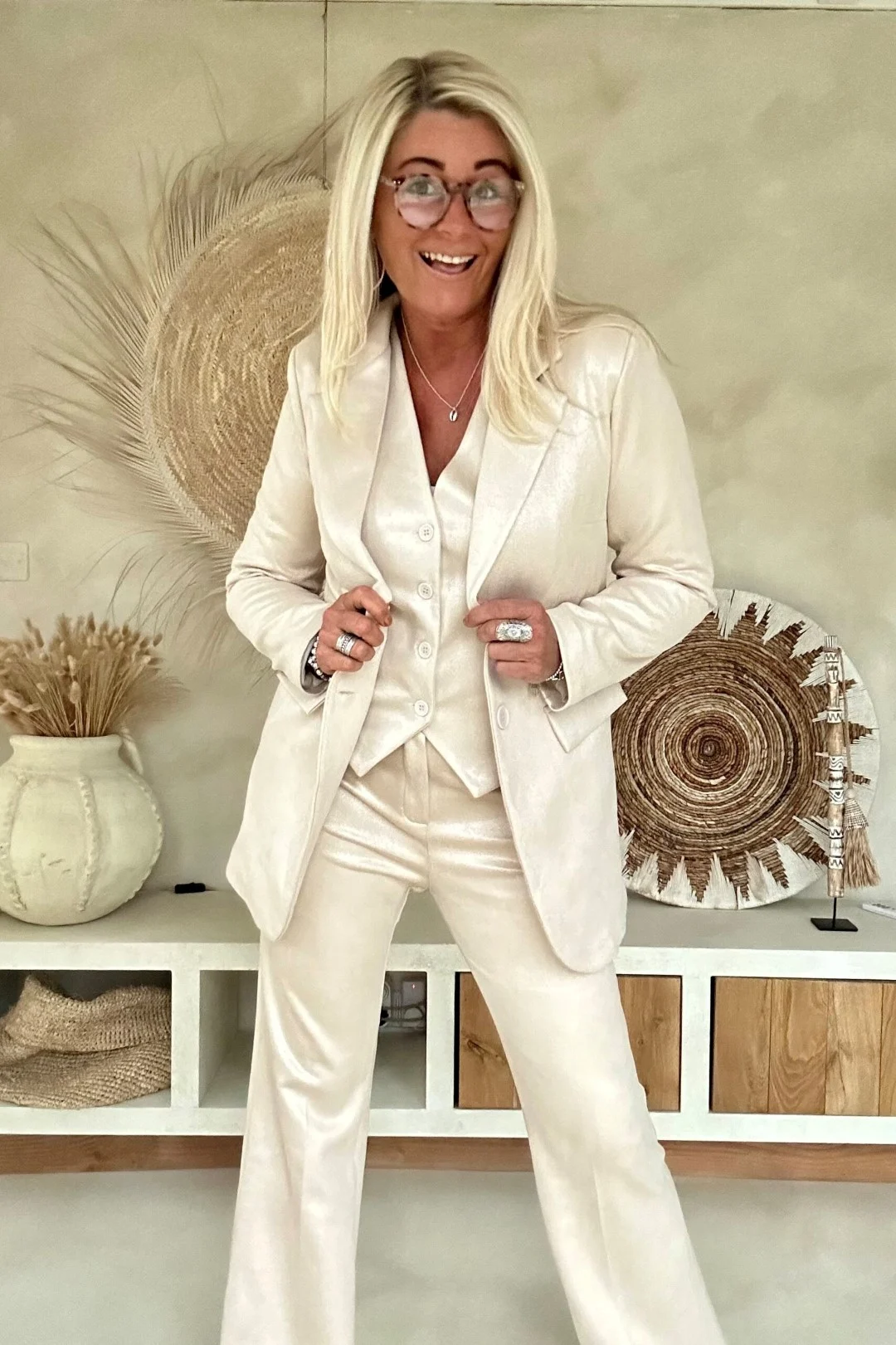 Suedine Colbert Stacey met Glans, Beige. (Levertijd 2-7 werkdagen) - Afbeelding 10