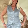 Suedine Gilet Gloria met Glans, Grijs.
