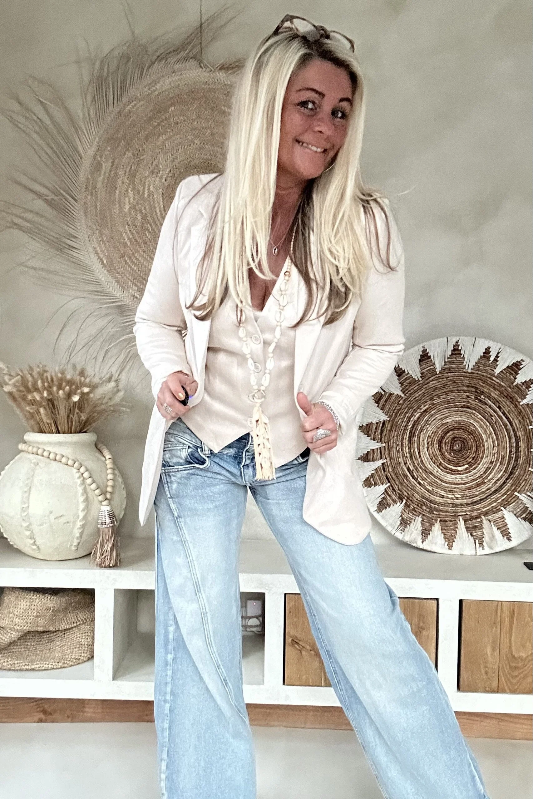 Suedine Colbert Stacey met Glans, Beige. (Levertijd 2-7 werkdagen) - Afbeelding 15