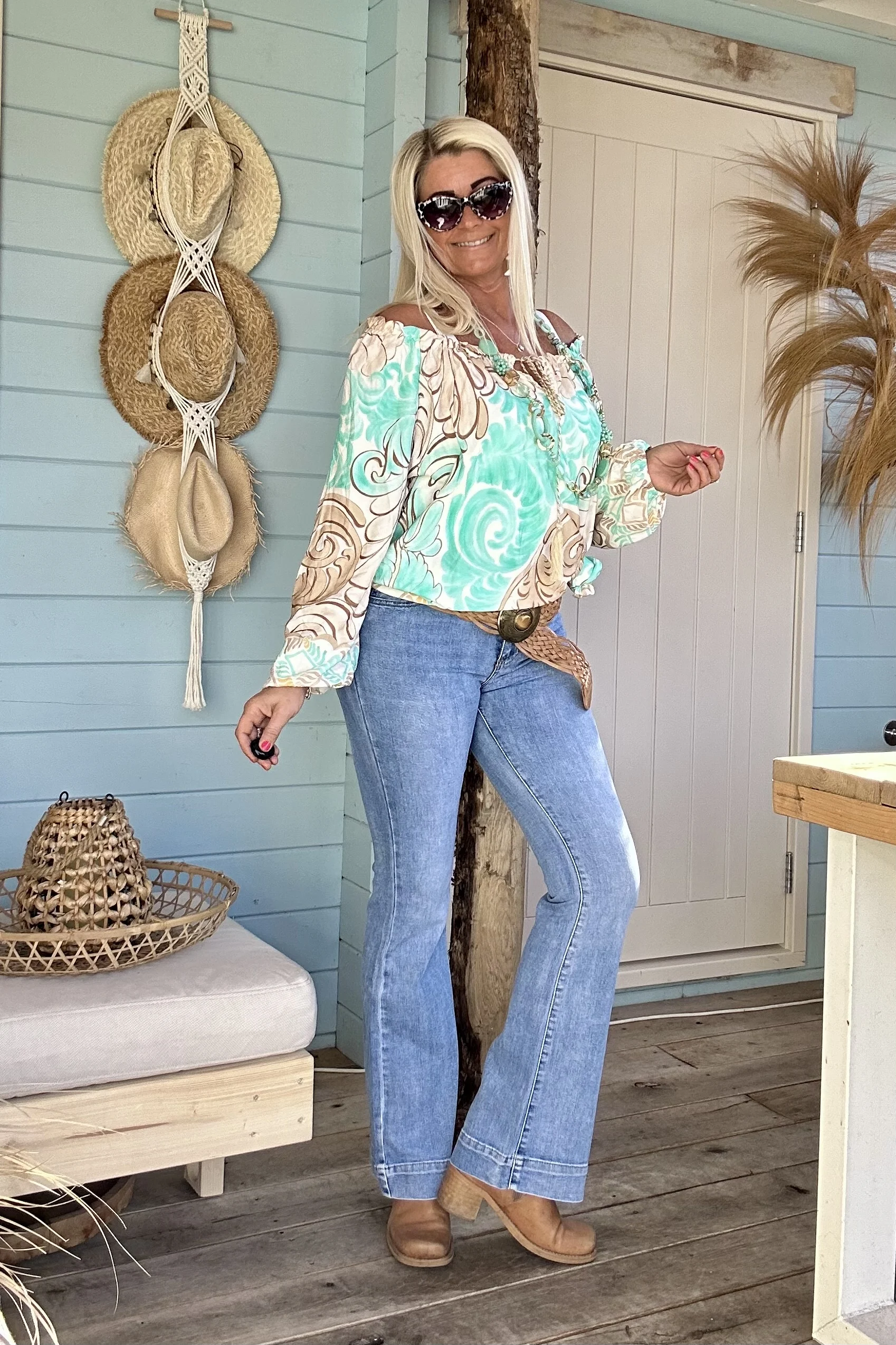 Flared jeans Josie, Mid Blauw. - Afbeelding 9