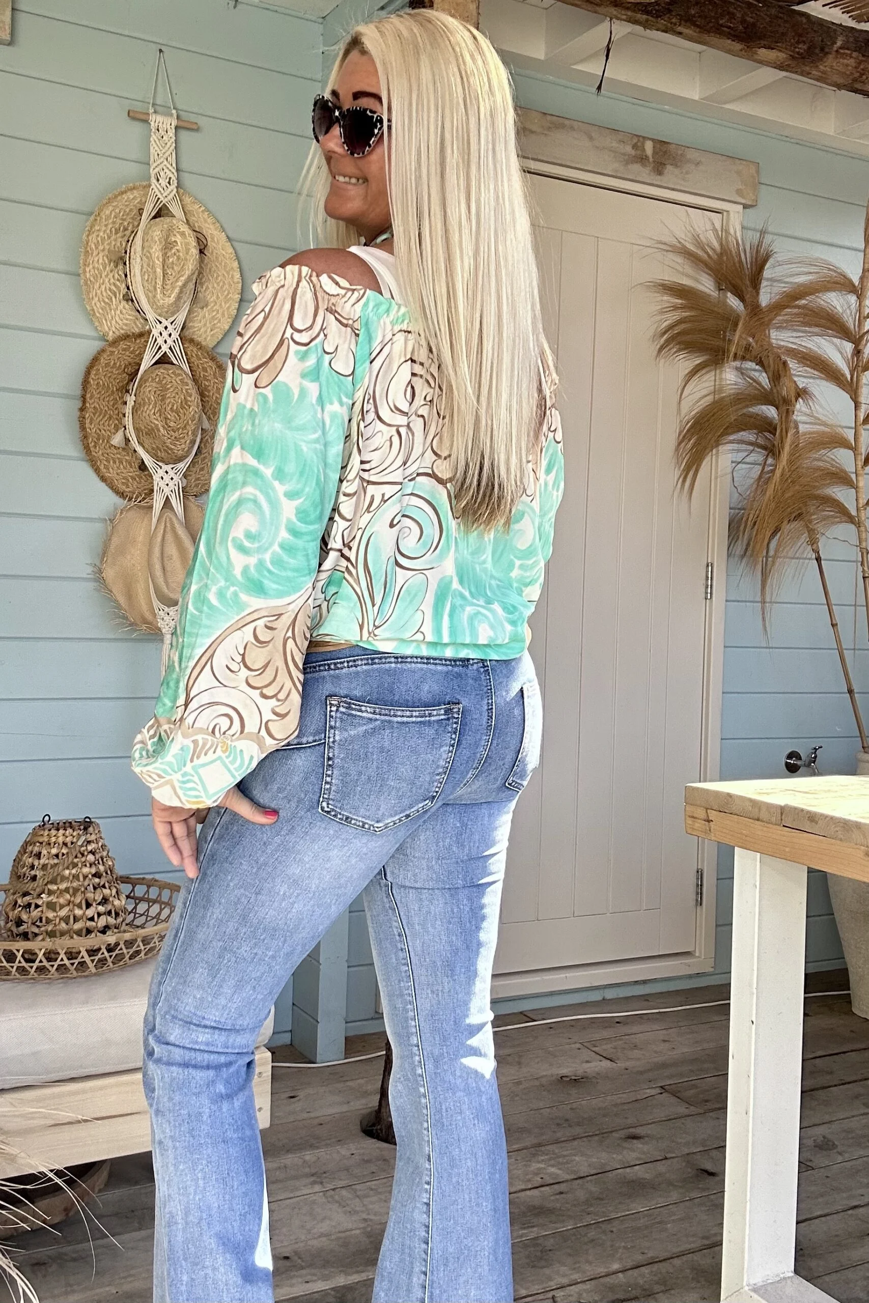 Flared jeans Josie, Mid Blauw. - Afbeelding 7