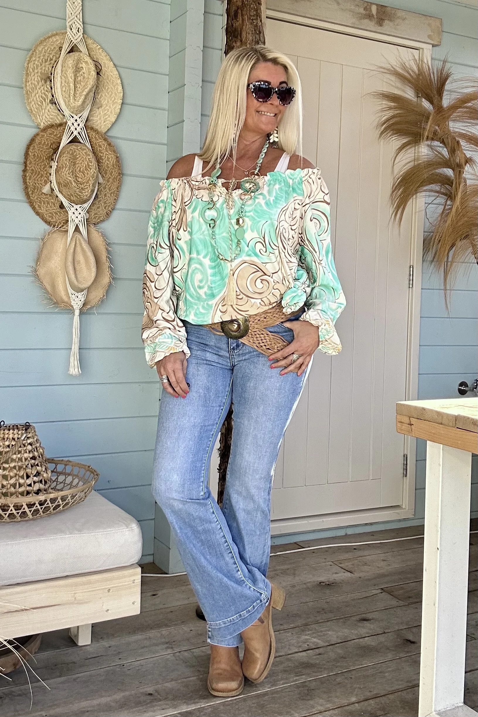 Flared jeans Josie, Mid Blauw. - Afbeelding 5
