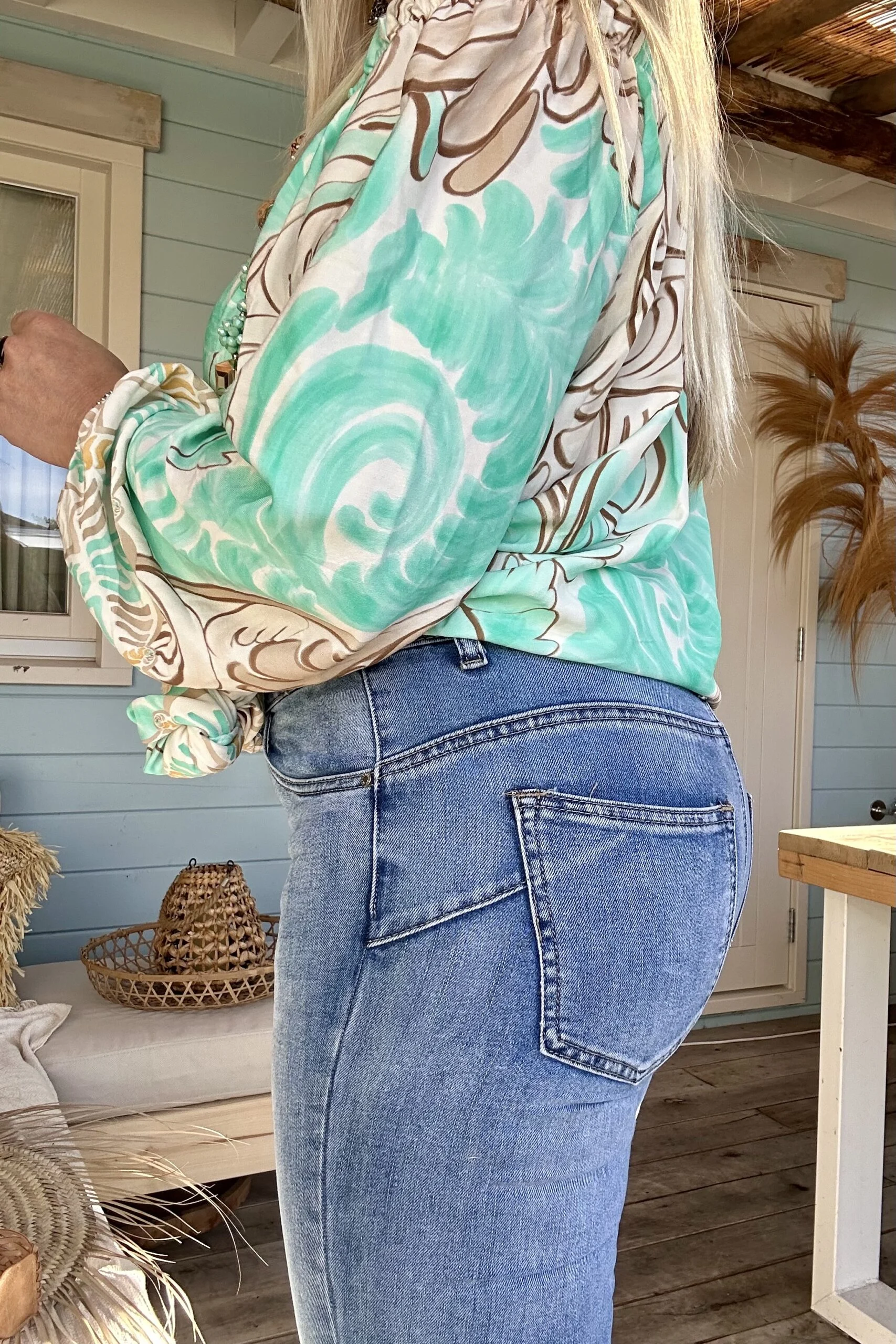 Flared jeans Josie, Mid Blauw. - Afbeelding 4
