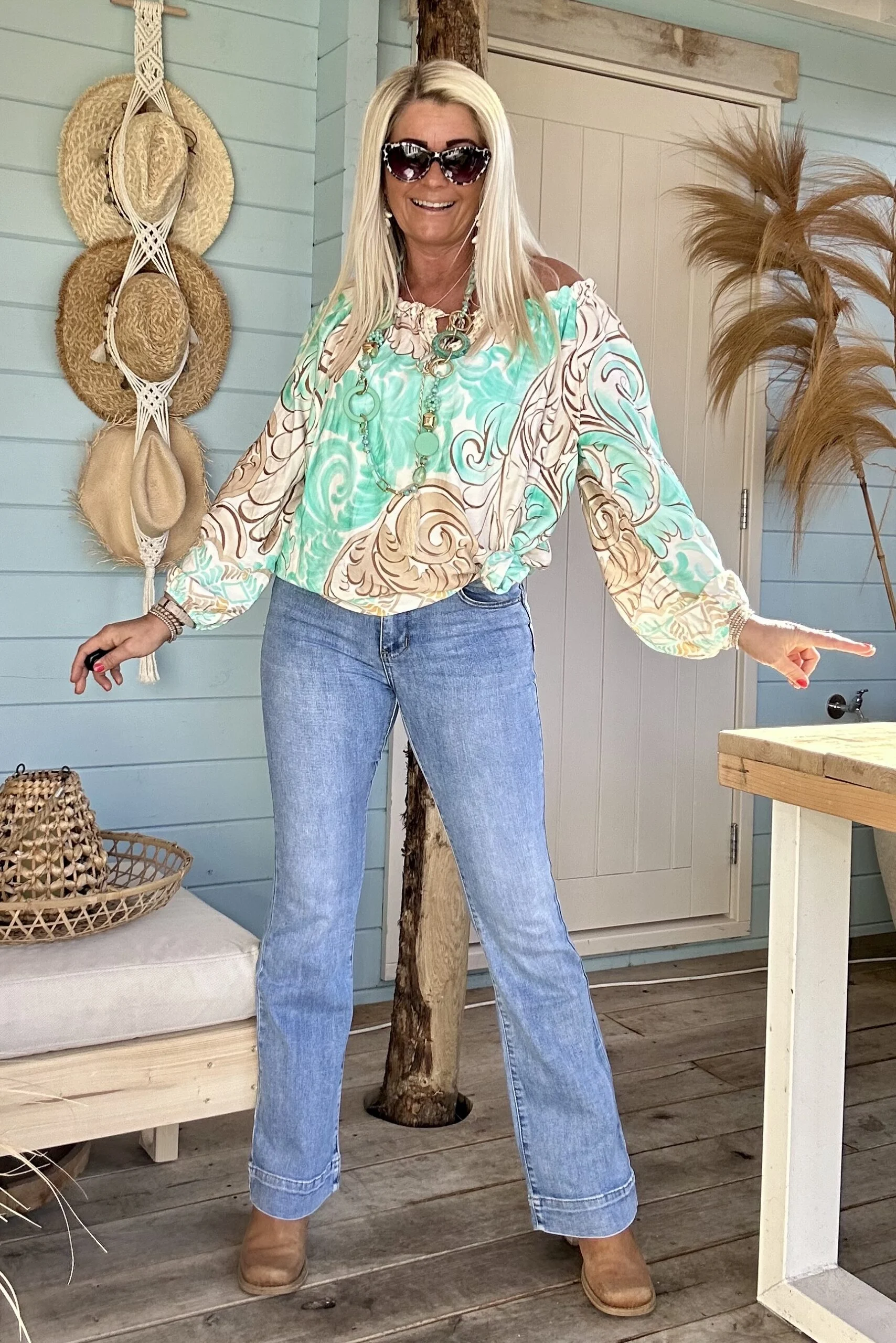 Flared jeans Josie, Mid Blauw. - Afbeelding 3