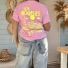 Washed T-shirt Sally Los Angeles, Roze.