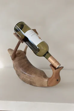 "Drunken Duck" Houten Wijnfles Houder Pietje.