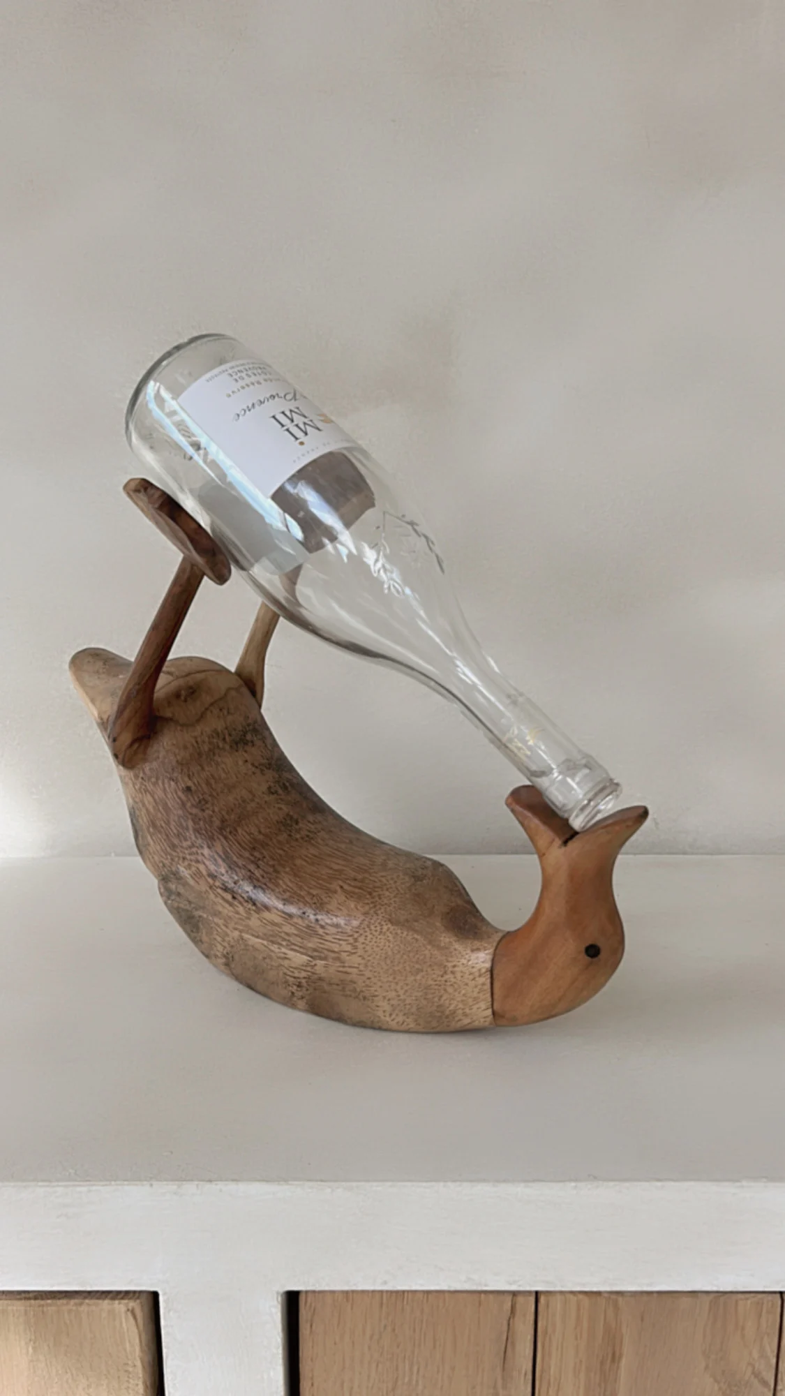 "Drunken Duck" Houten Wijnfles Houder Pietje. - Afbeelding 6