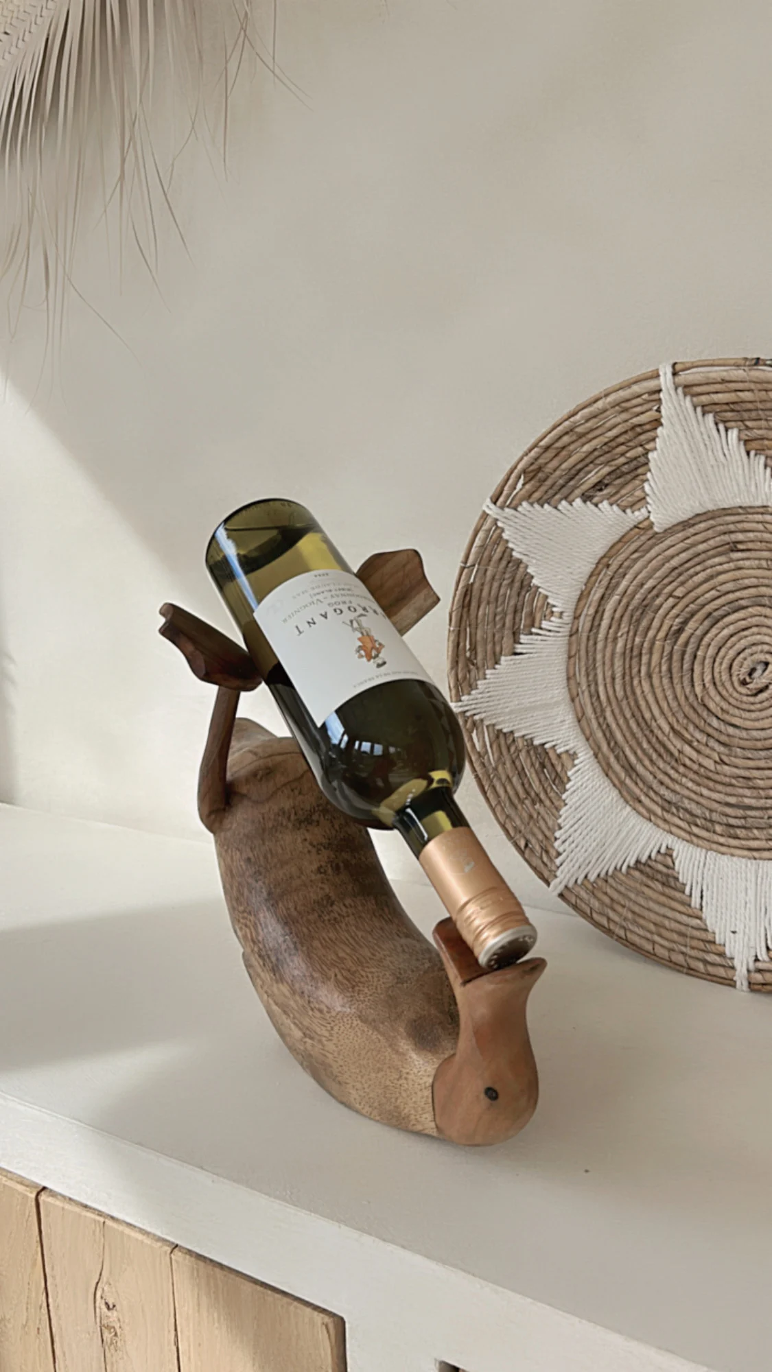"Drunken Duck" Houten Wijnfles Houder Pietje. - Afbeelding 3