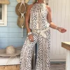 Twee-delige Set Isabel, Haltertop en Broek, Army.
