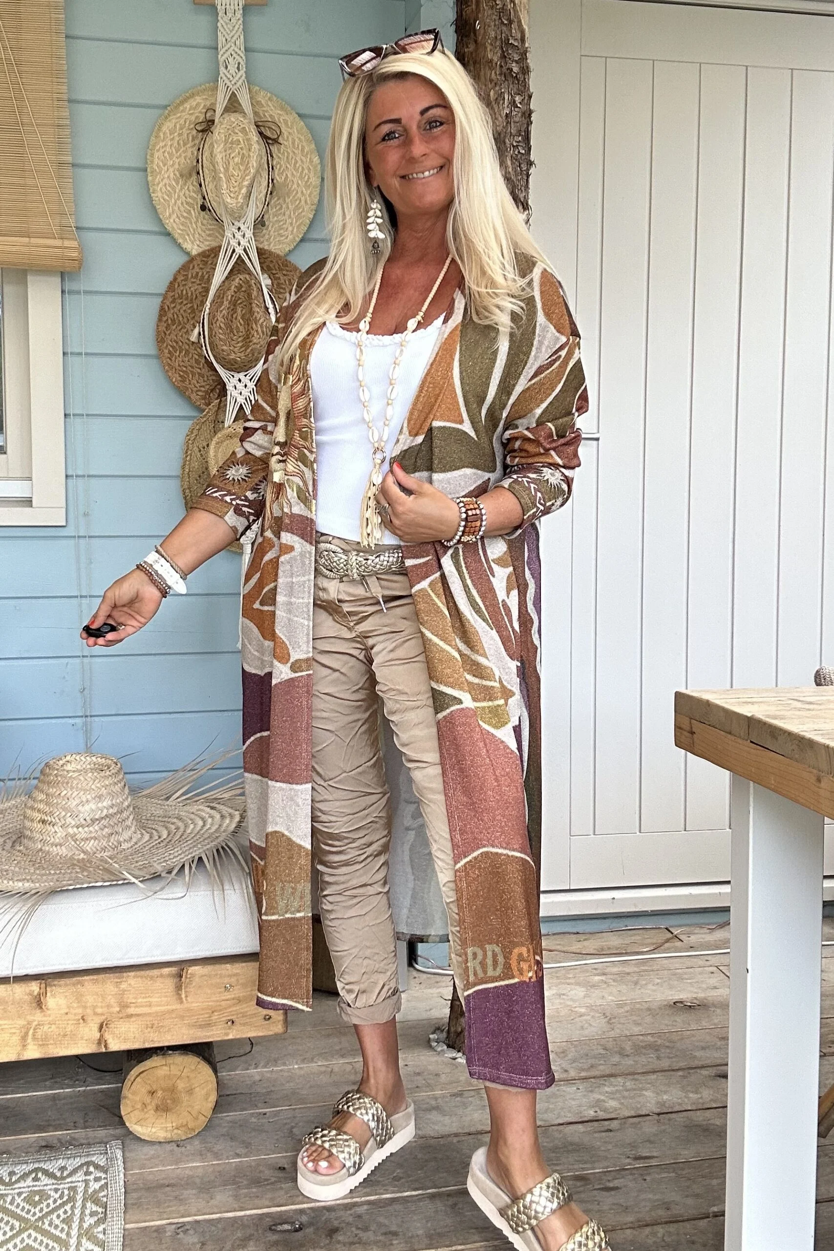 Kimono Vest Viola Lurex, Aardetinten. - Afbeelding 11
