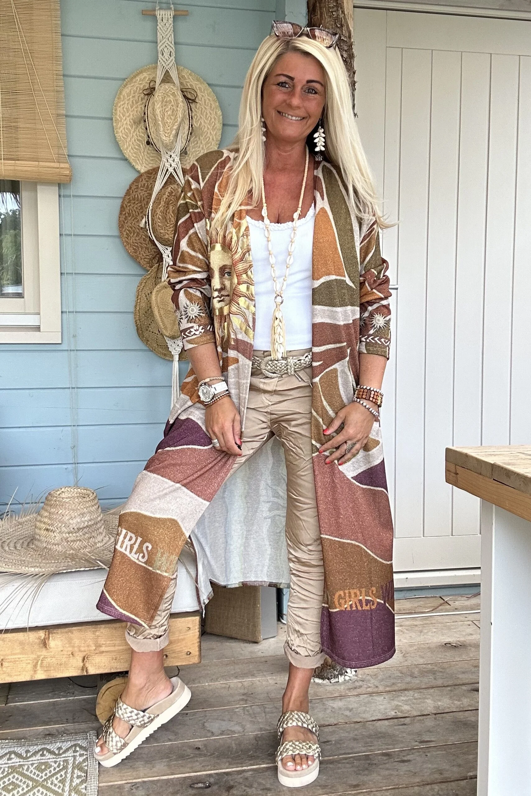Kimono Vest Viola Lurex, Aardetinten. - Afbeelding 9