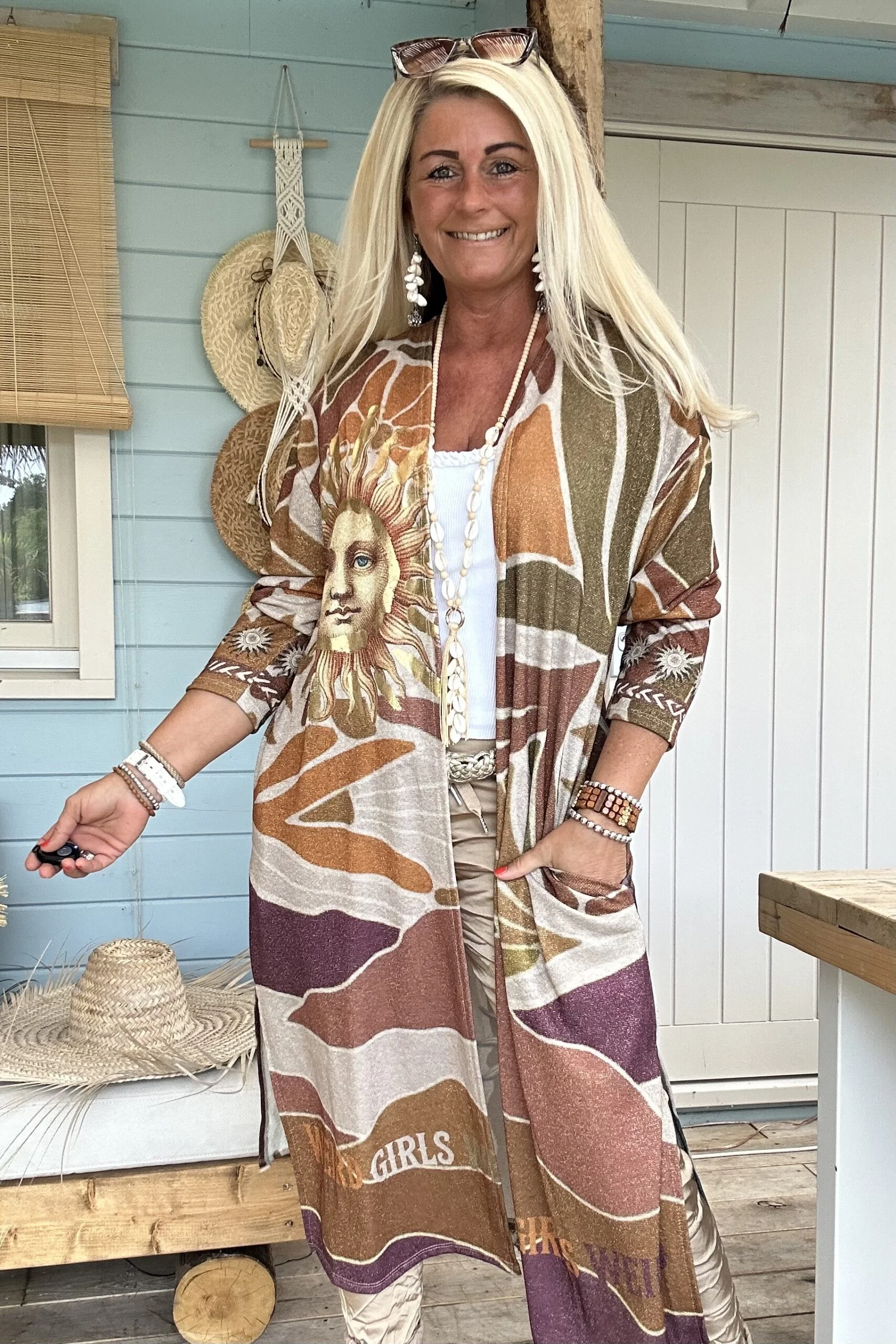 Kimono Vest Viola Lurex, Aardetinten. - Afbeelding 17