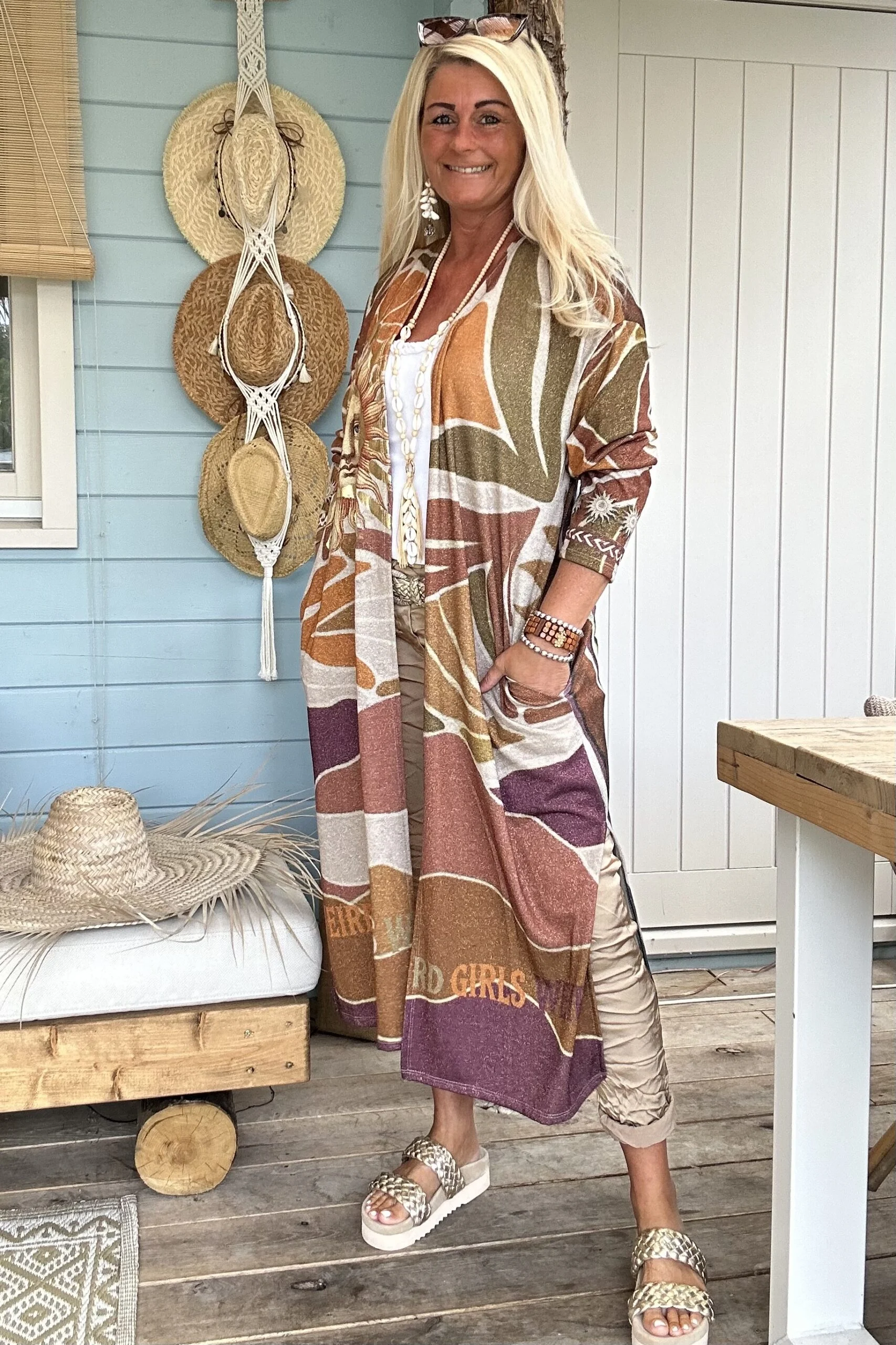 Kimono Vest Viola Lurex, Aardetinten. - Afbeelding 15
