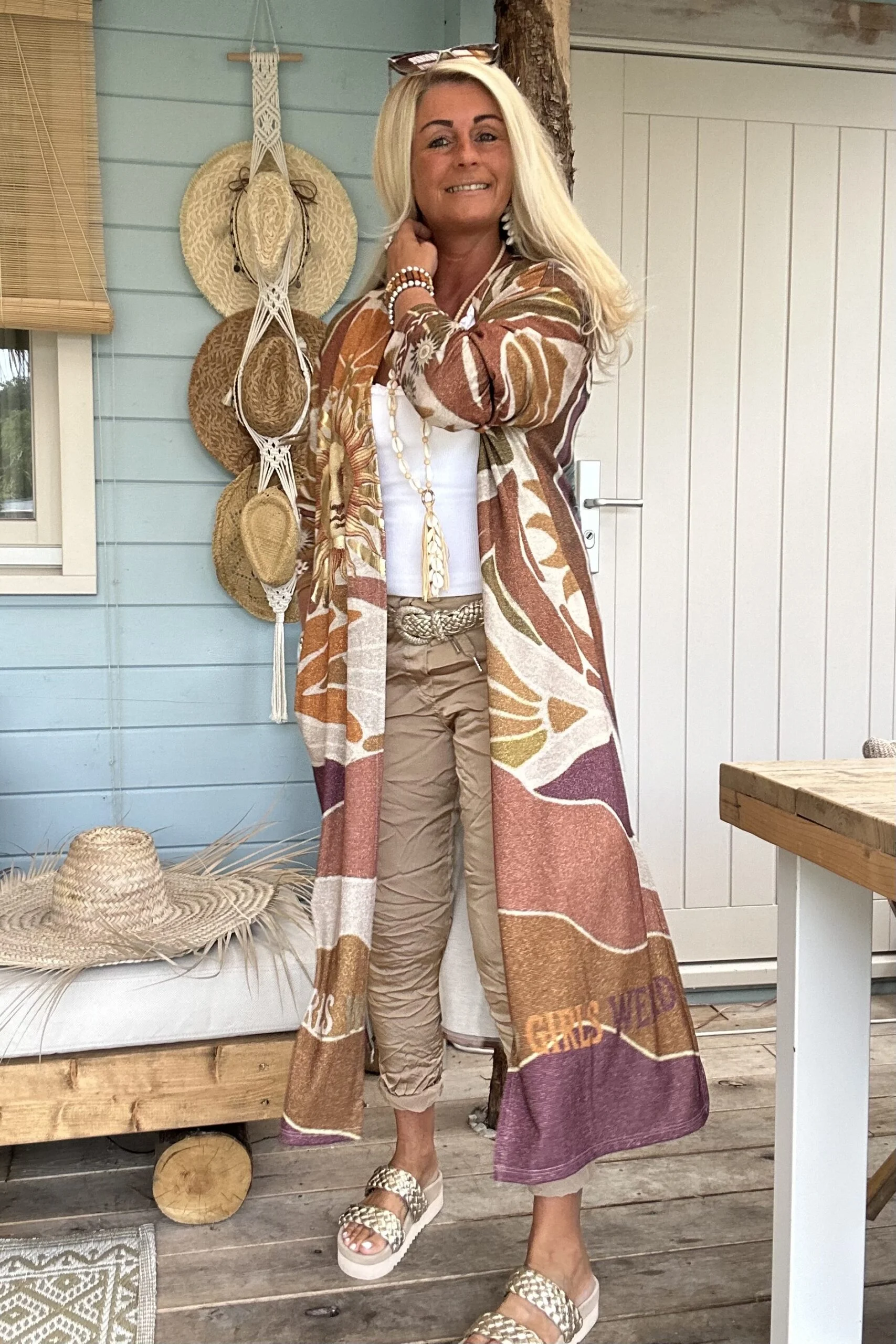 Kimono Vest Viola Lurex, Aardetinten. - Afbeelding 13
