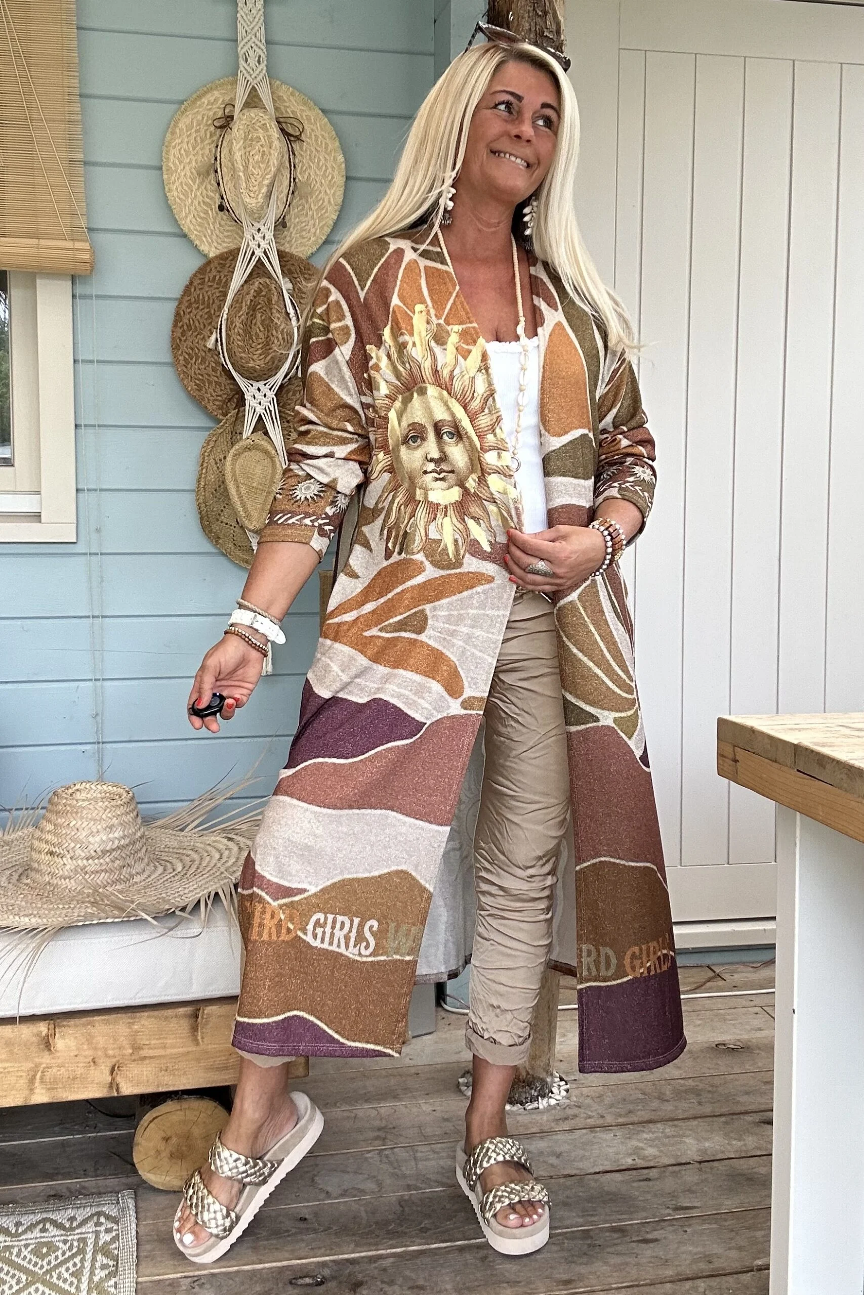 Kimono Vest Viola Lurex, Aardetinten. - Afbeelding 12