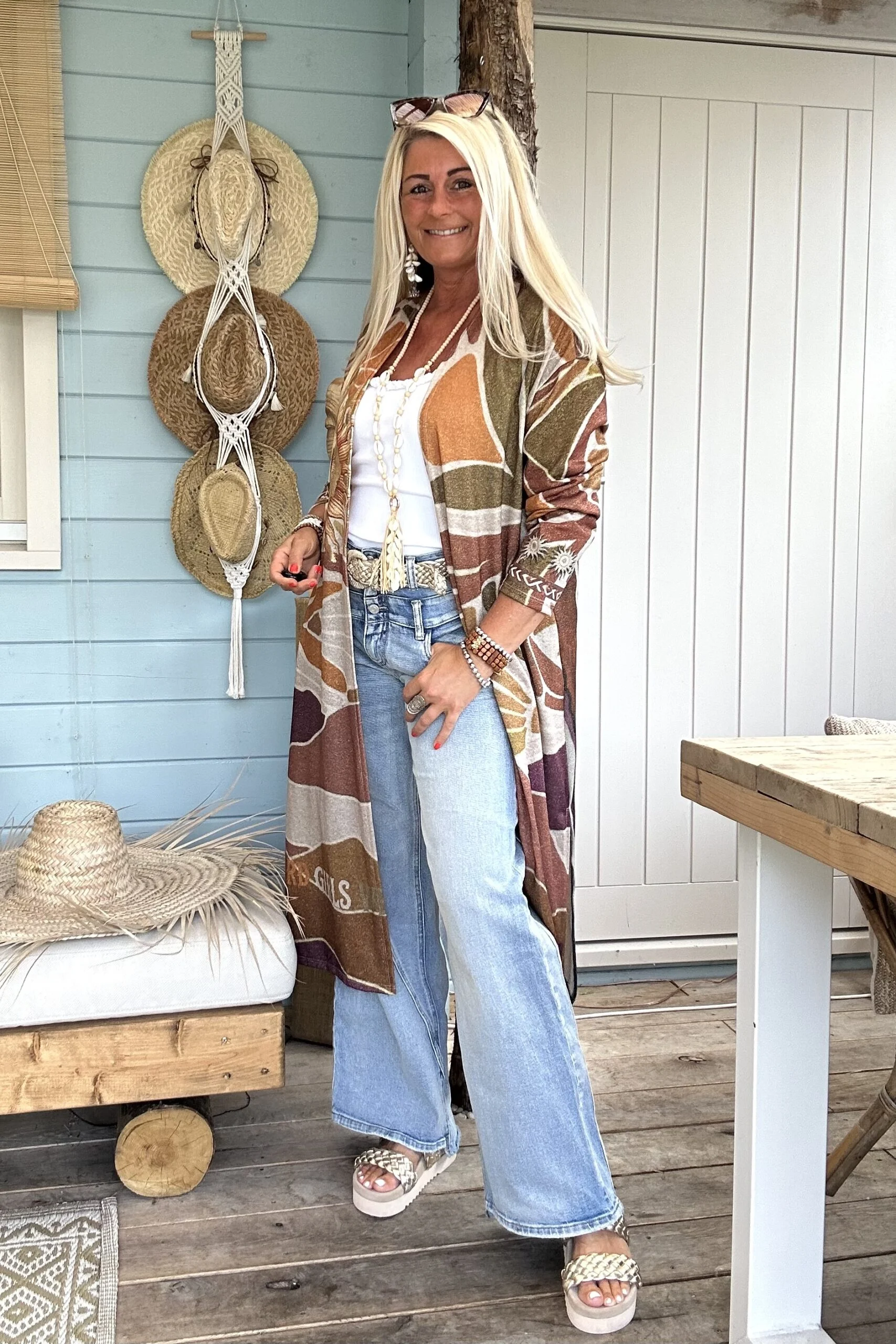Kimono Vest Viola Lurex, Aardetinten. - Afbeelding 4