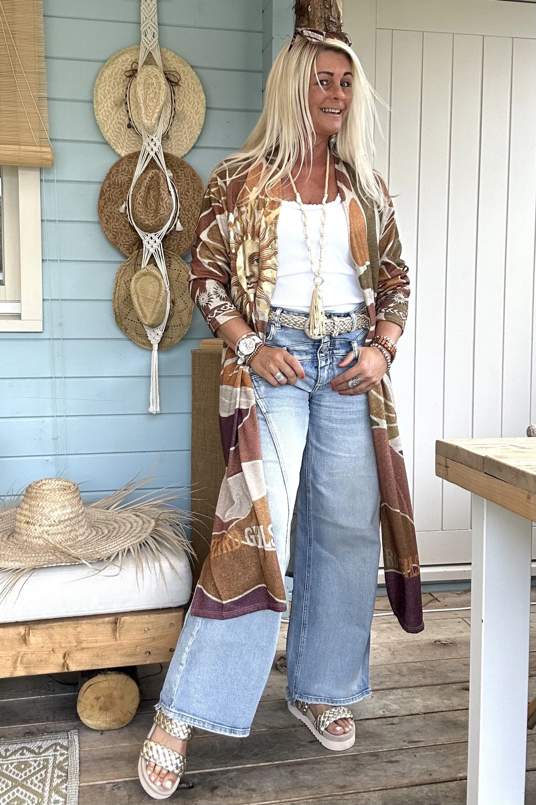 Kimono Vest Viola Lurex, Aardetinten. - Afbeelding 6