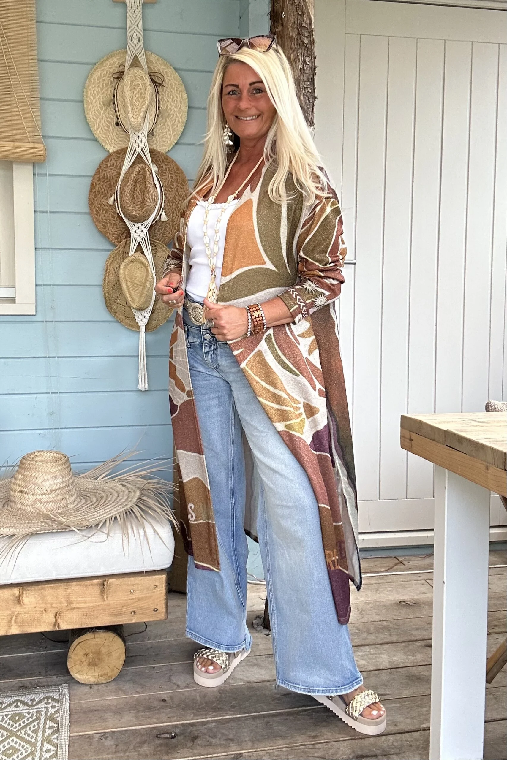 Kimono Vest Viola Lurex, Aardetinten. - Afbeelding 5